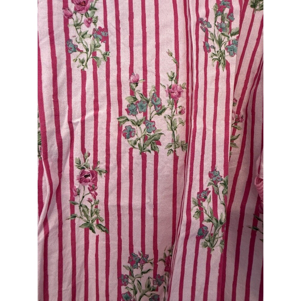 Entro Medium Pink Floral Stripe Cotton Ruffle Bell Sleeve Blouse Top EUC - Picture 8 of 11